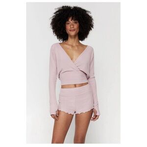 spiritual gangster set! banded surplice top & ballet ruffle edge short size s